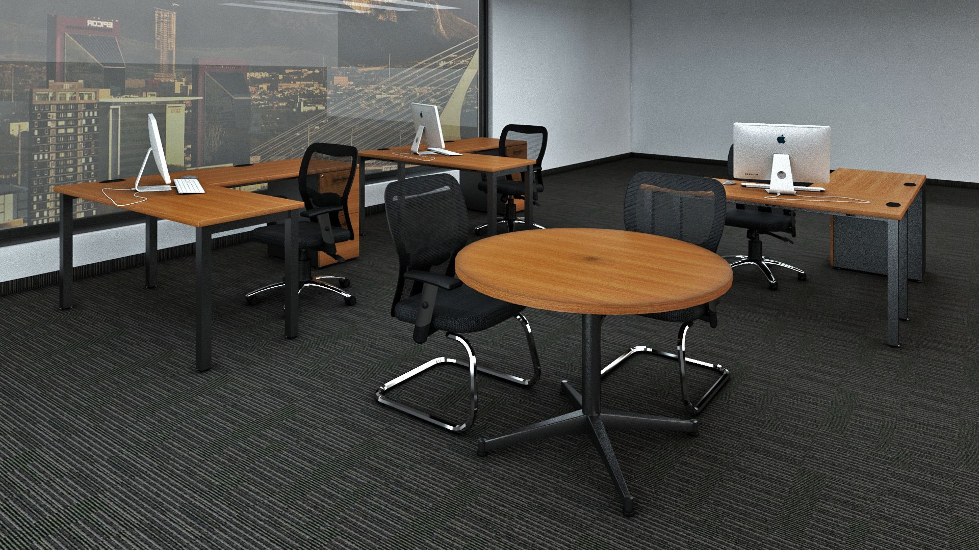 Galería de Escritorios base doble "L" Línea SOM y Mesa de juntas informal Línea MT
