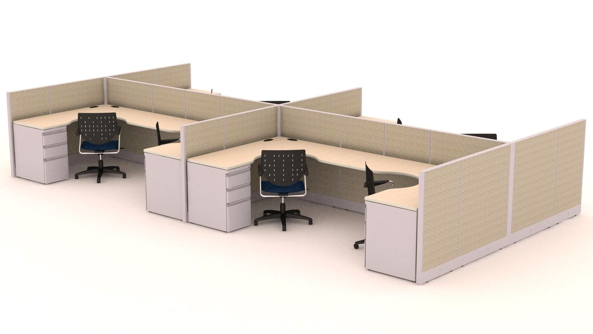 Galería de Módulo de trabajo MS altura baja para 6 personas