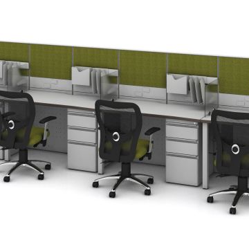 Galería de Módulo de trabajo escritorios rectos dobles para 8 personas