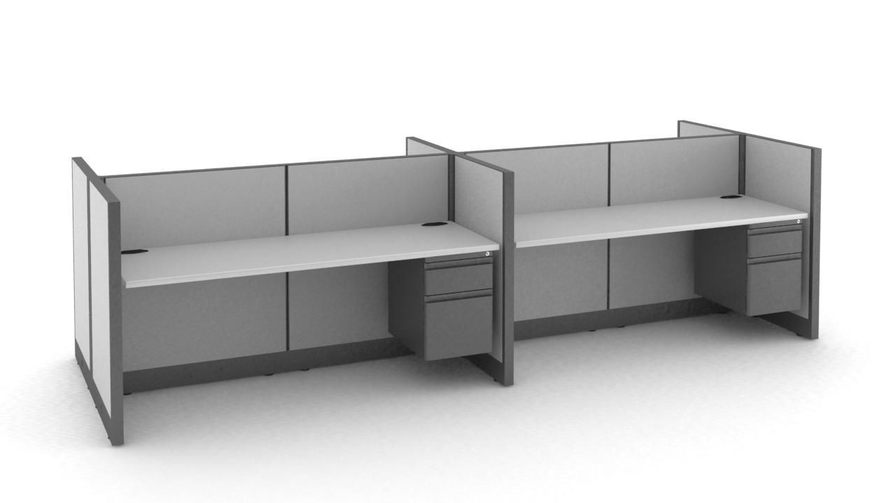 Galería de Módulos de Trabajo Rectos para 4 personas, con Cajonera Colgante