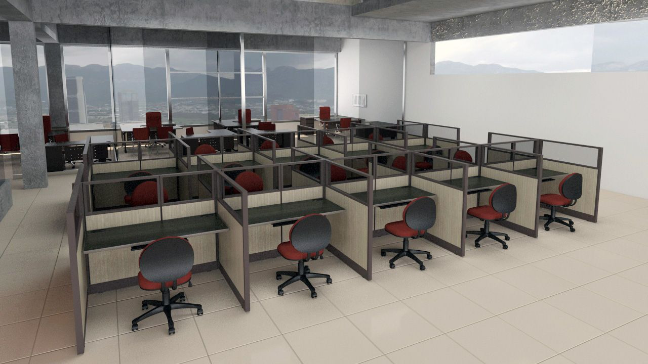 Galería de Módulos de trabajo rectos para 8 personas